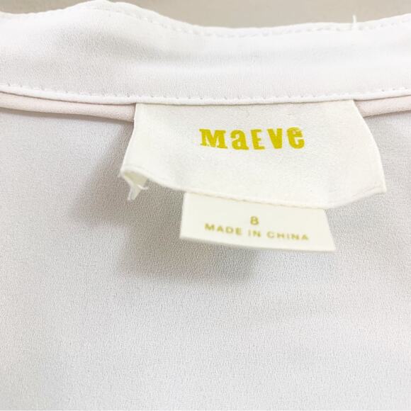 Anthropologie Maeve Splice Sheer Cream Long Sleeve Top - Picture 3 of 7